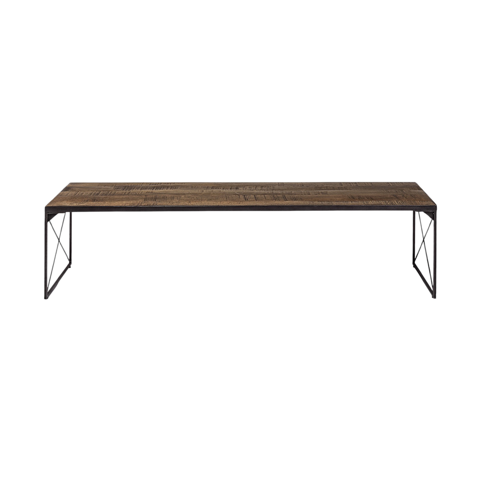 Rectangular Mango Woodmedium Brown Top And Black Iron Base Accent Bench - Image 2