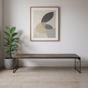 Rectangular Mango Woodmedium Brown Top And Black Iron Base Accent Bench