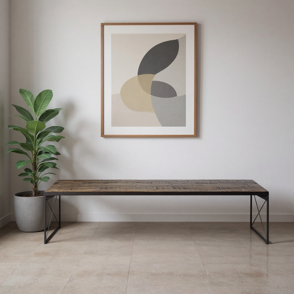 Rectangular Mango Woodmedium Brown Top And Black Iron Base Accent Bench