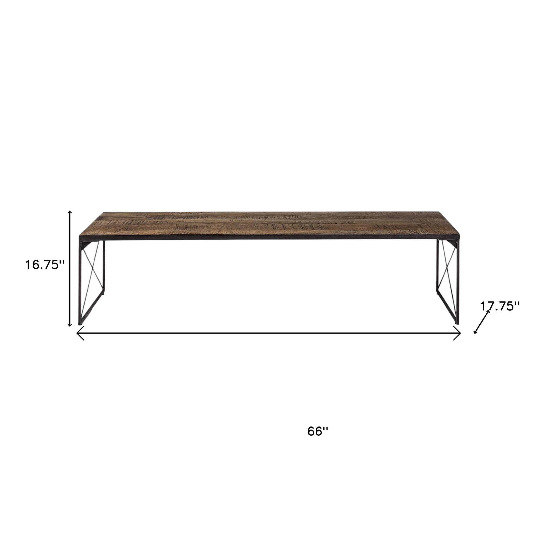 Rectangular Mango Woodmedium Brown Top And Black Iron Base Accent Bench - Image 10