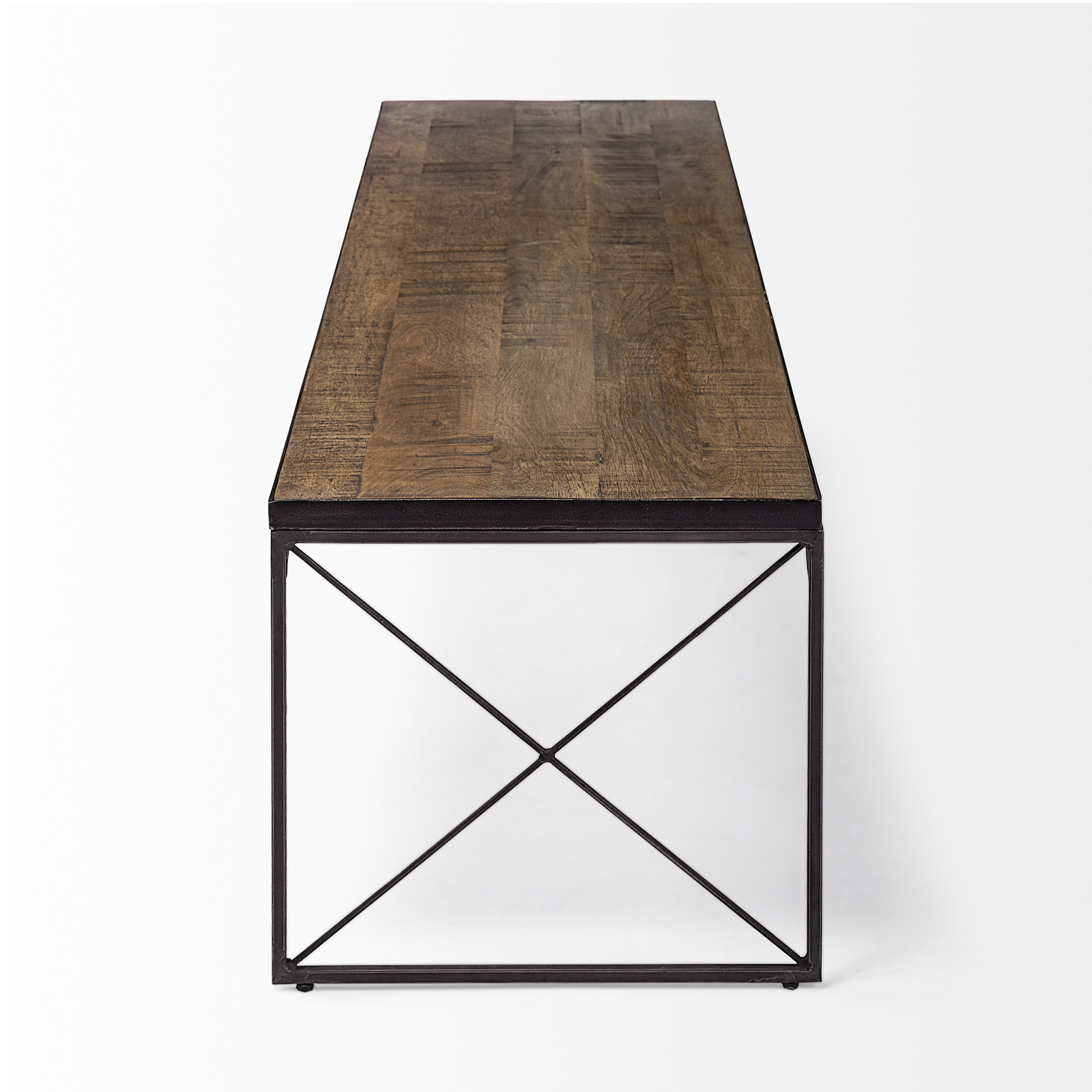 Rectangular Mango Woodmedium Brown Top And Black Iron Base Accent Bench - Image 4