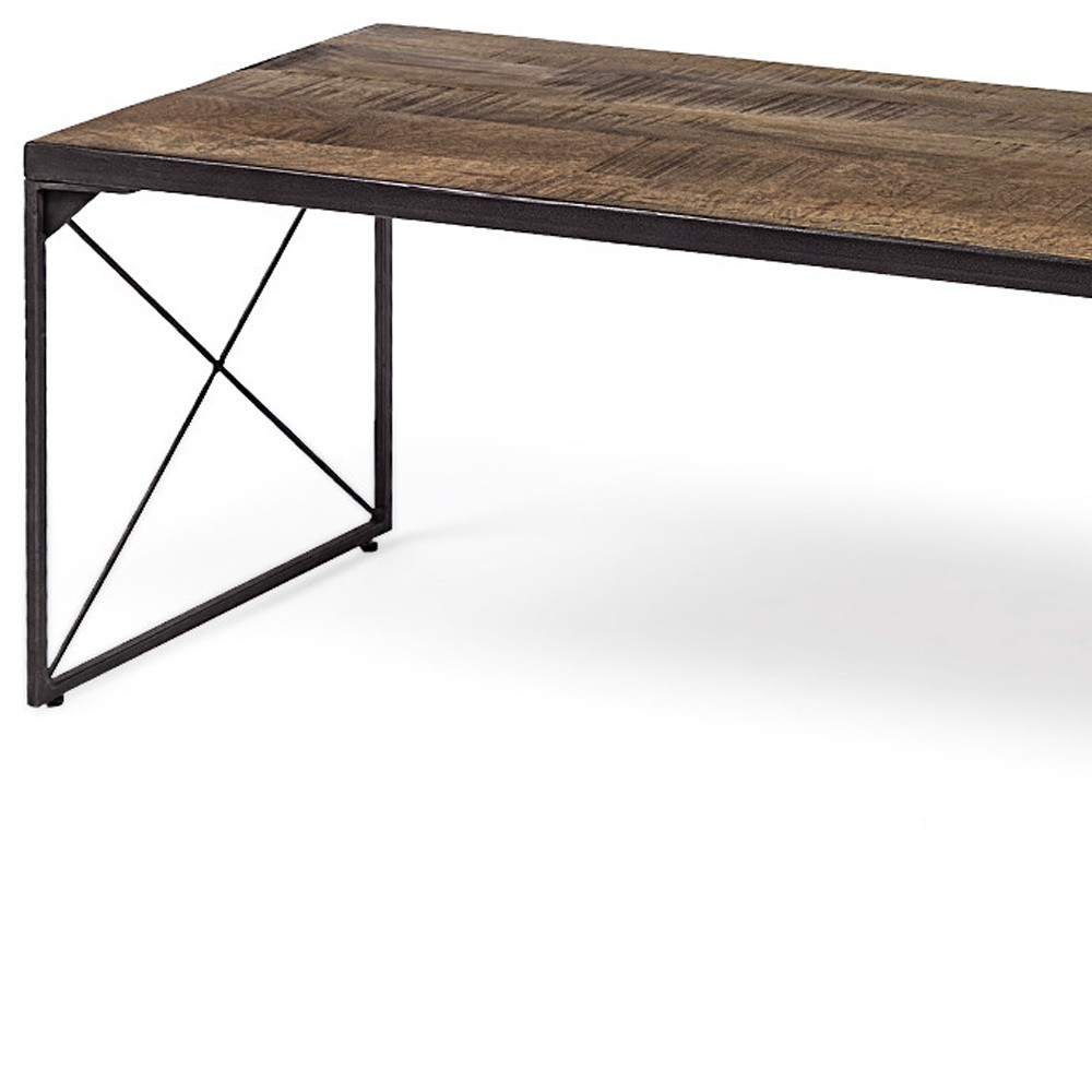 Rectangular Mango Woodmedium Brown Top And Black Iron Base Accent Bench - Image 8