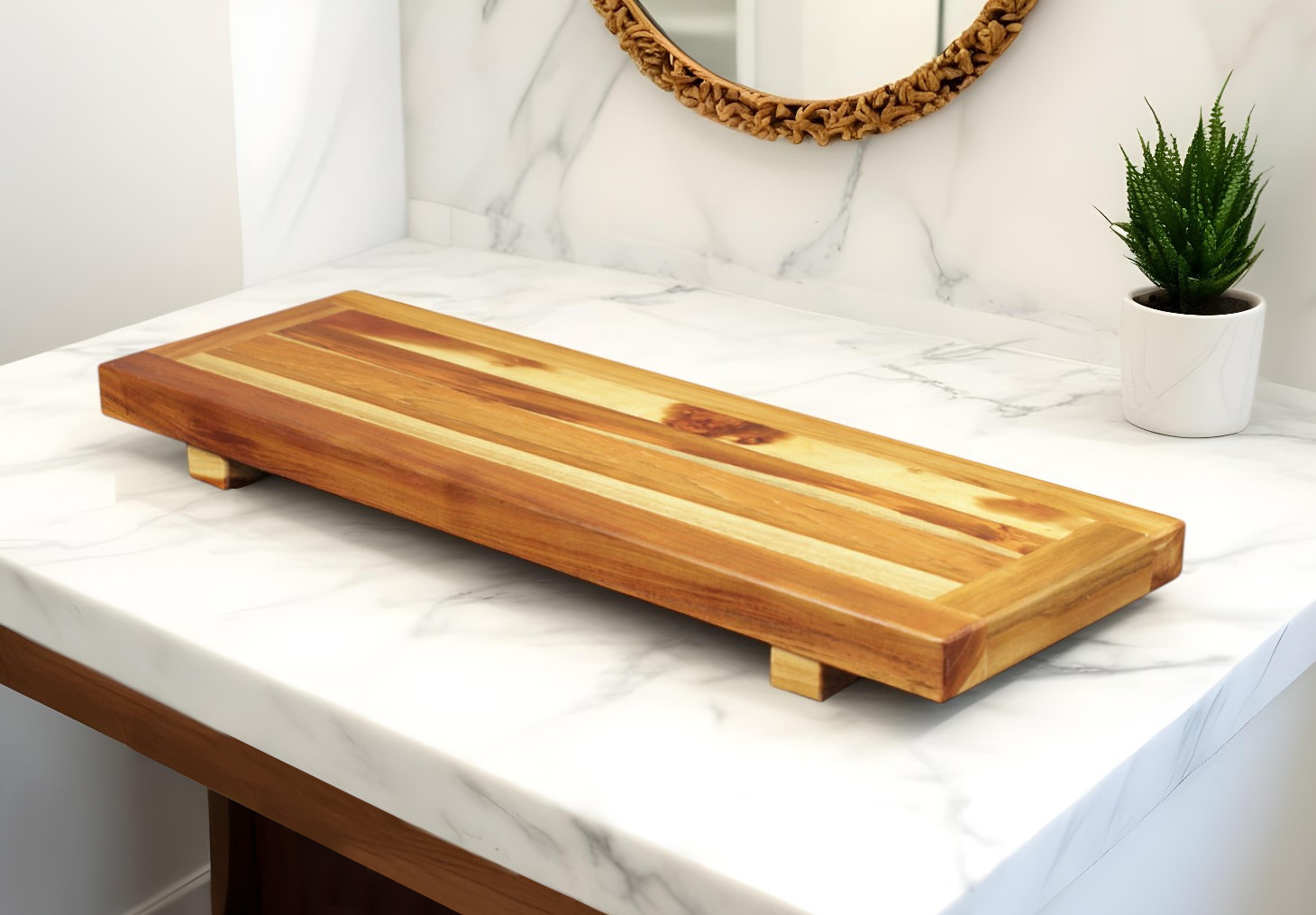 29" Natural Teak Wood Bath Tray And Seat - Image 2