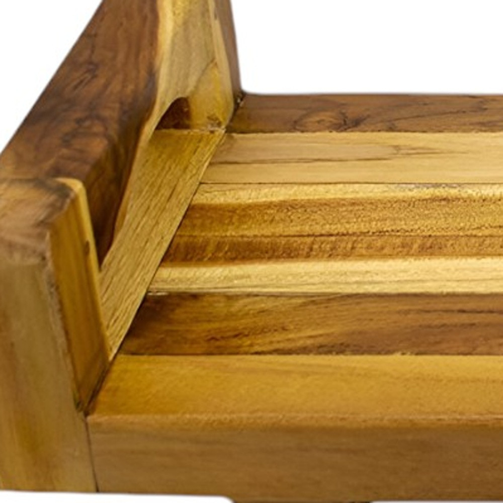 29"W Natural Teak Bath Tray and Seat with Handles - Image 6