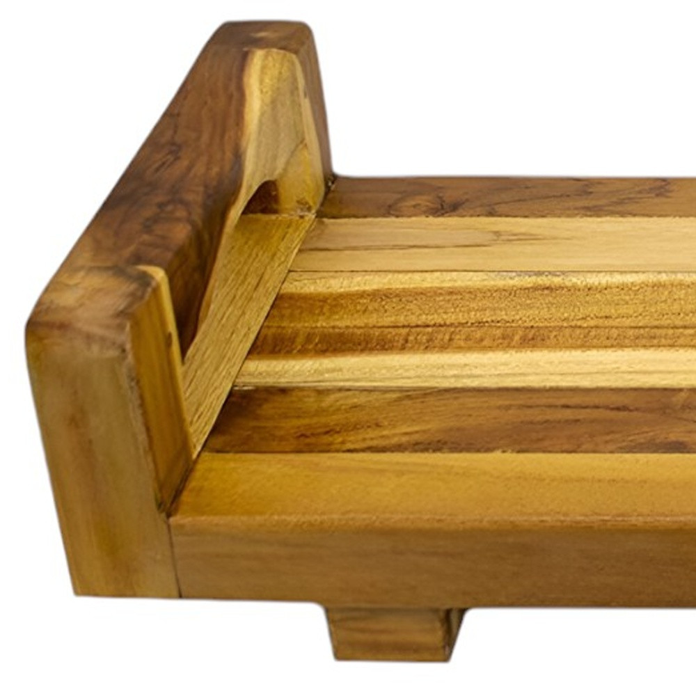 29"W Natural Teak Bath Tray and Seat with Handles - Image 7