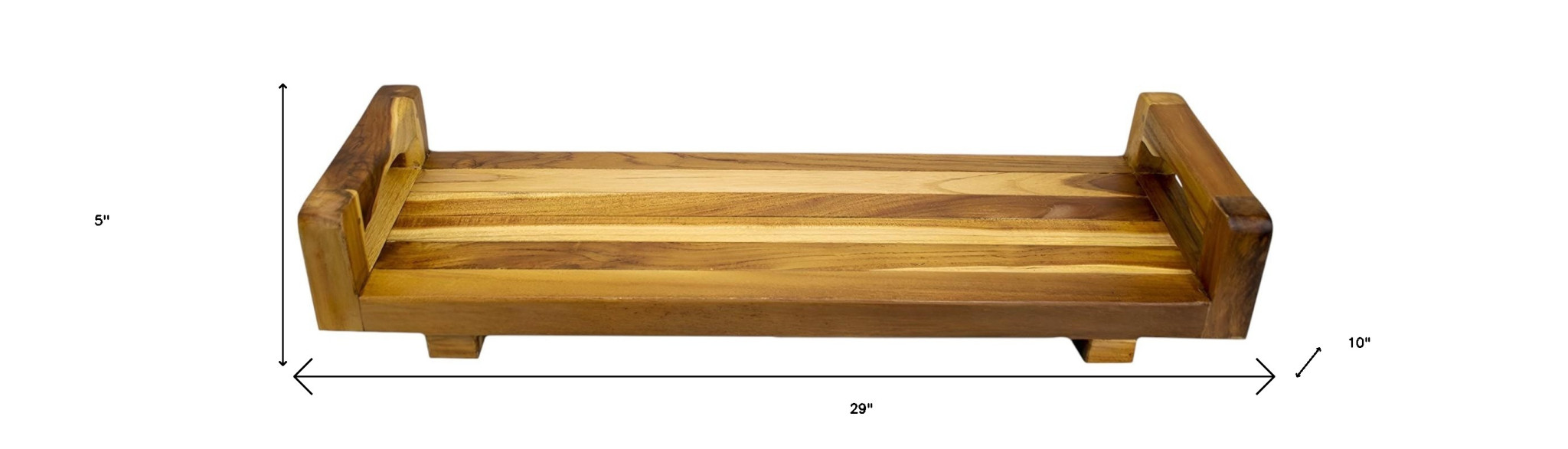 29"W Natural Teak Bath Tray and Seat with Handles - Image 10