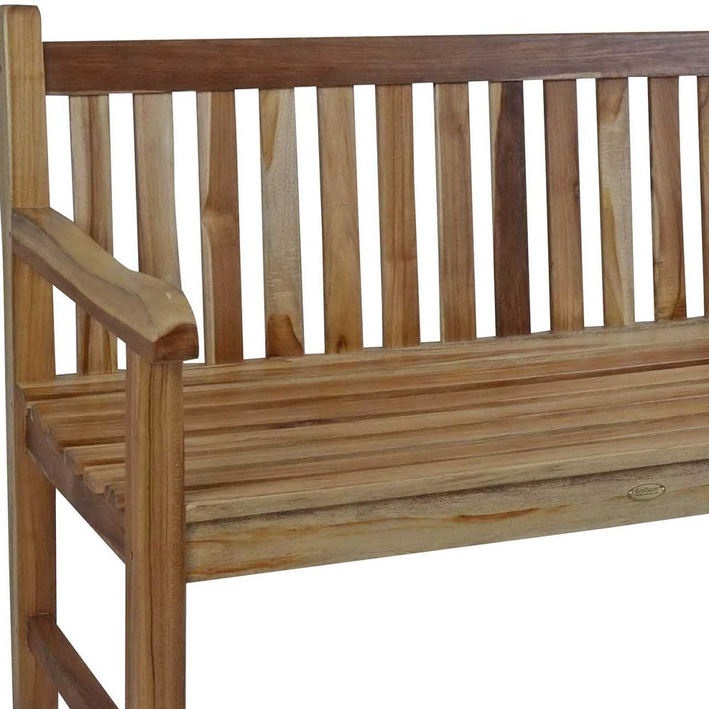 26" Natural Teak Solid Wood Garden Bench - Image 9