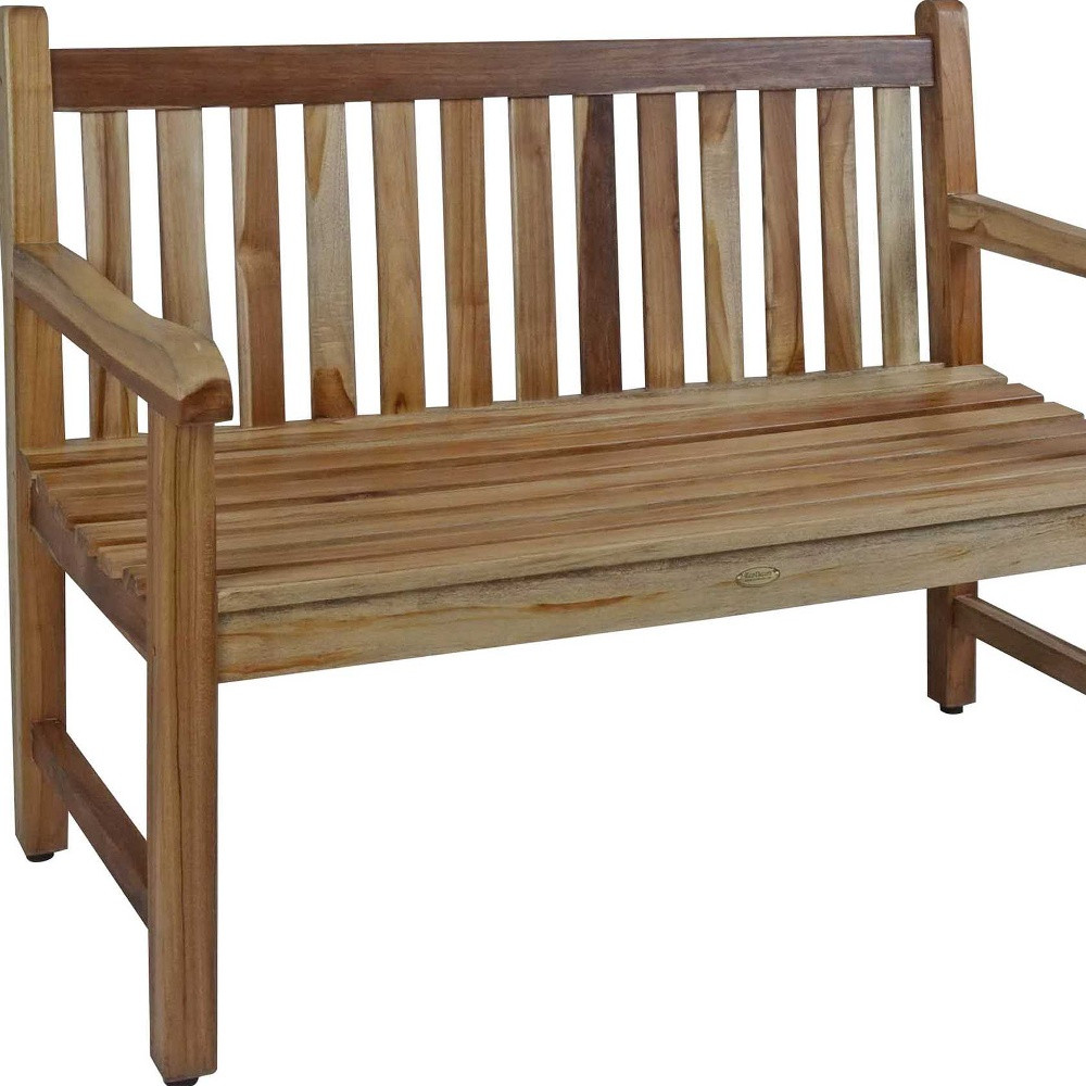 26" Natural Teak Solid Wood Garden Bench - Image 10