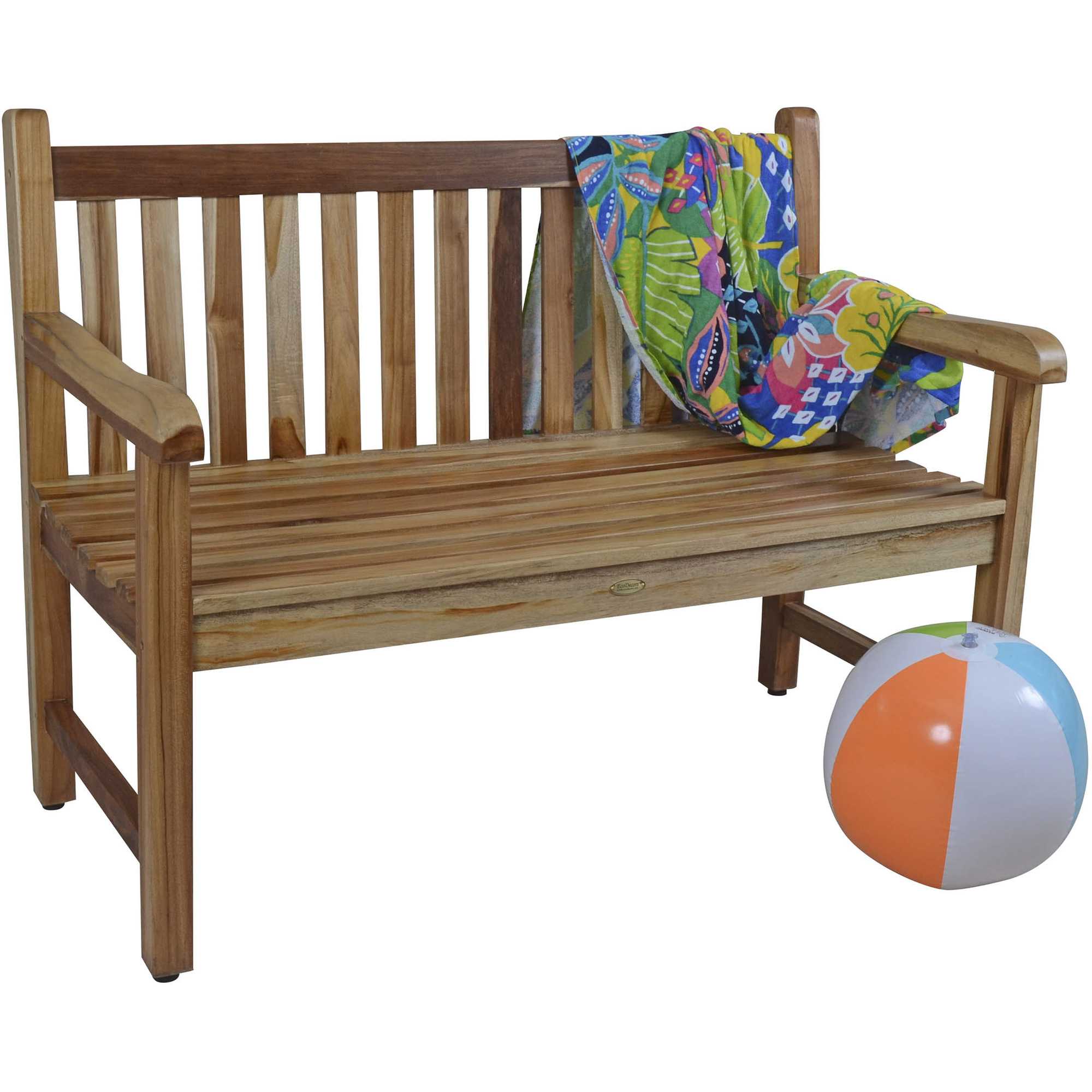 26" Natural Teak Solid Wood Garden Bench - Image 5