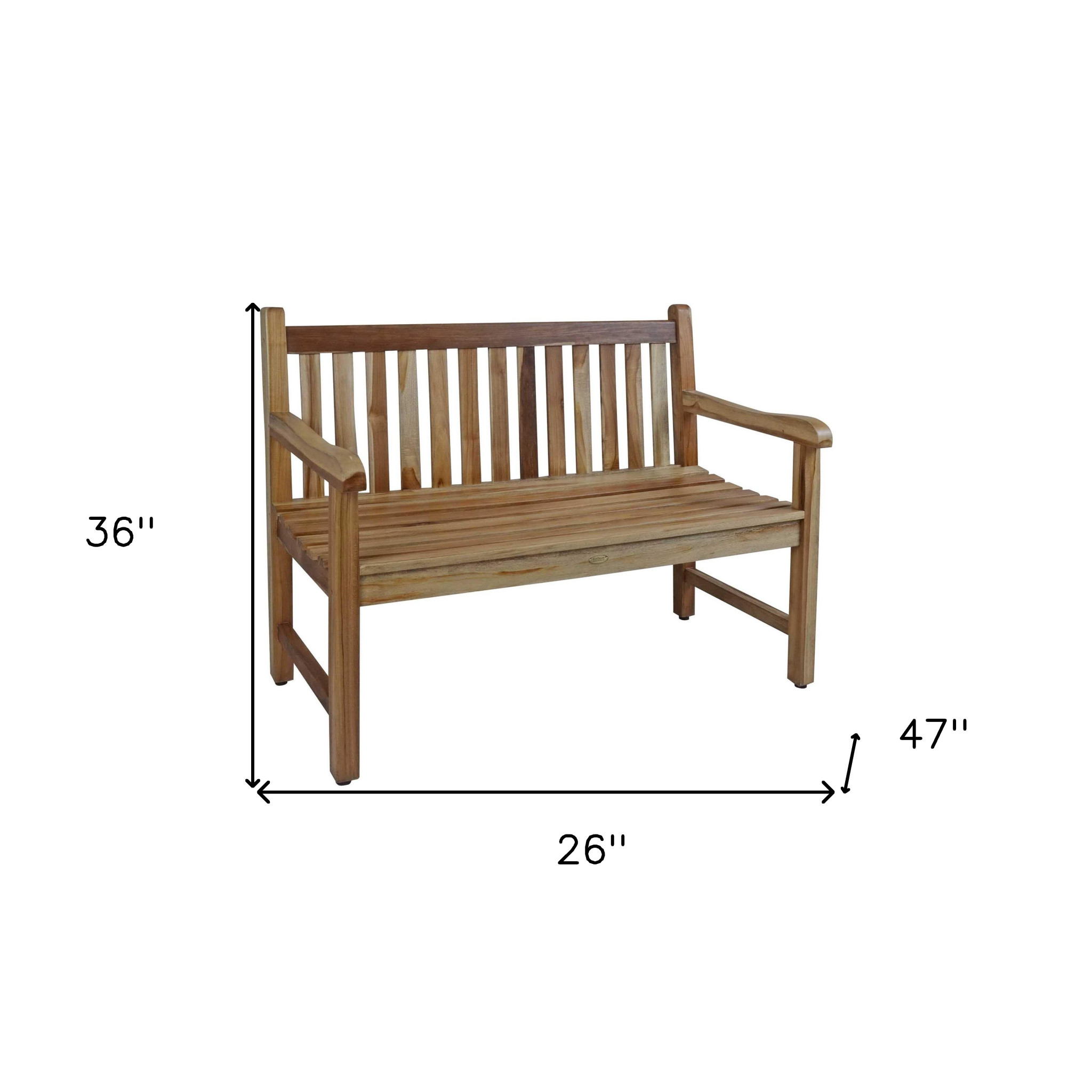 26" Natural Teak Solid Wood Garden Bench - Image 11