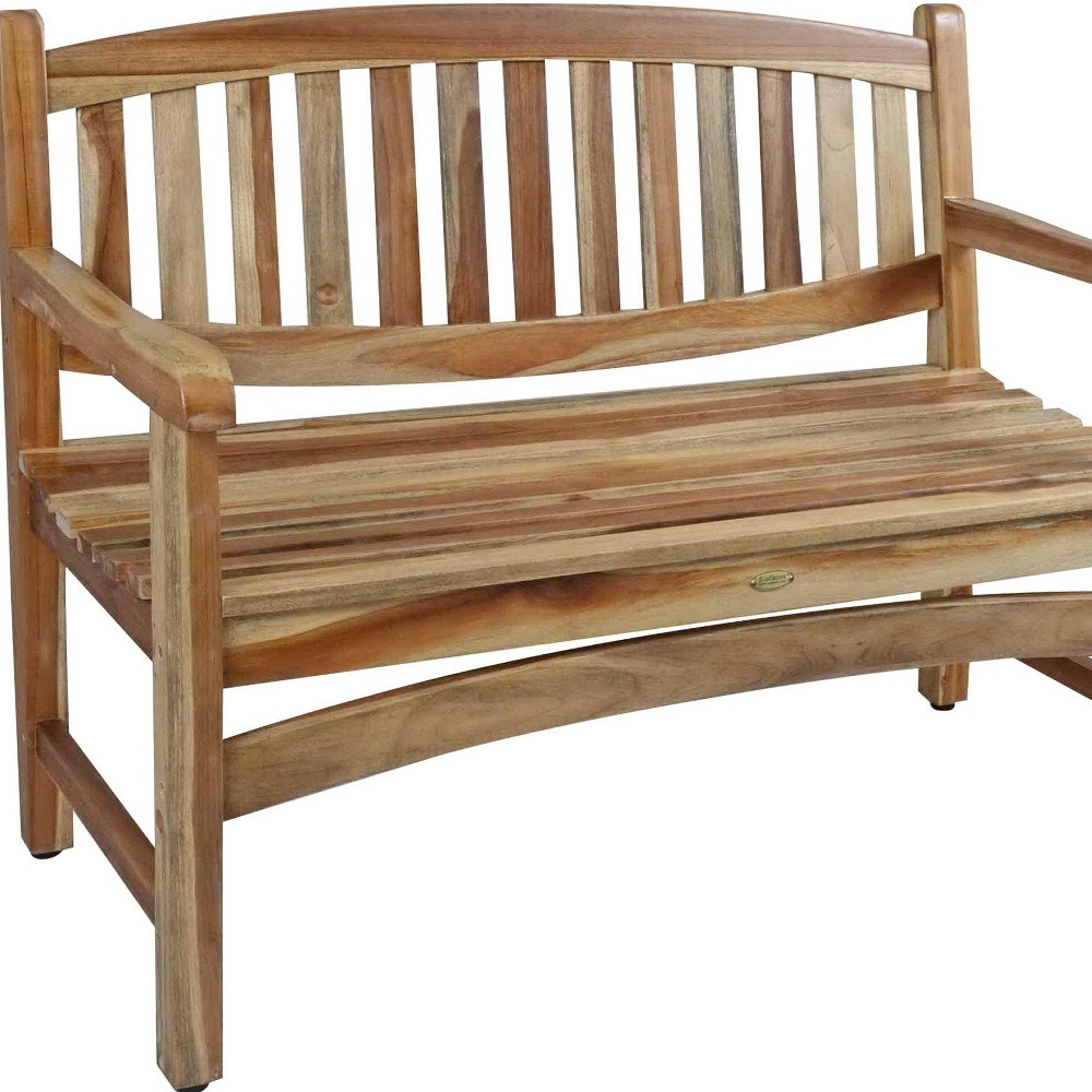 26" Natural Teak Solid Wood Garden Bench - Image 9