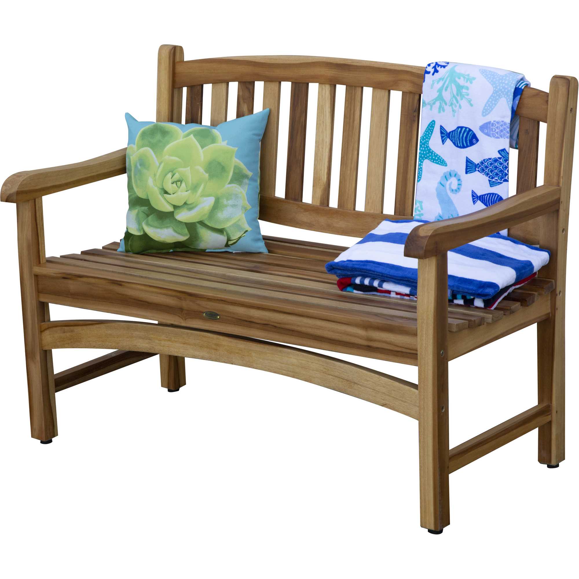 26" Natural Teak Solid Wood Garden Bench - Image 7
