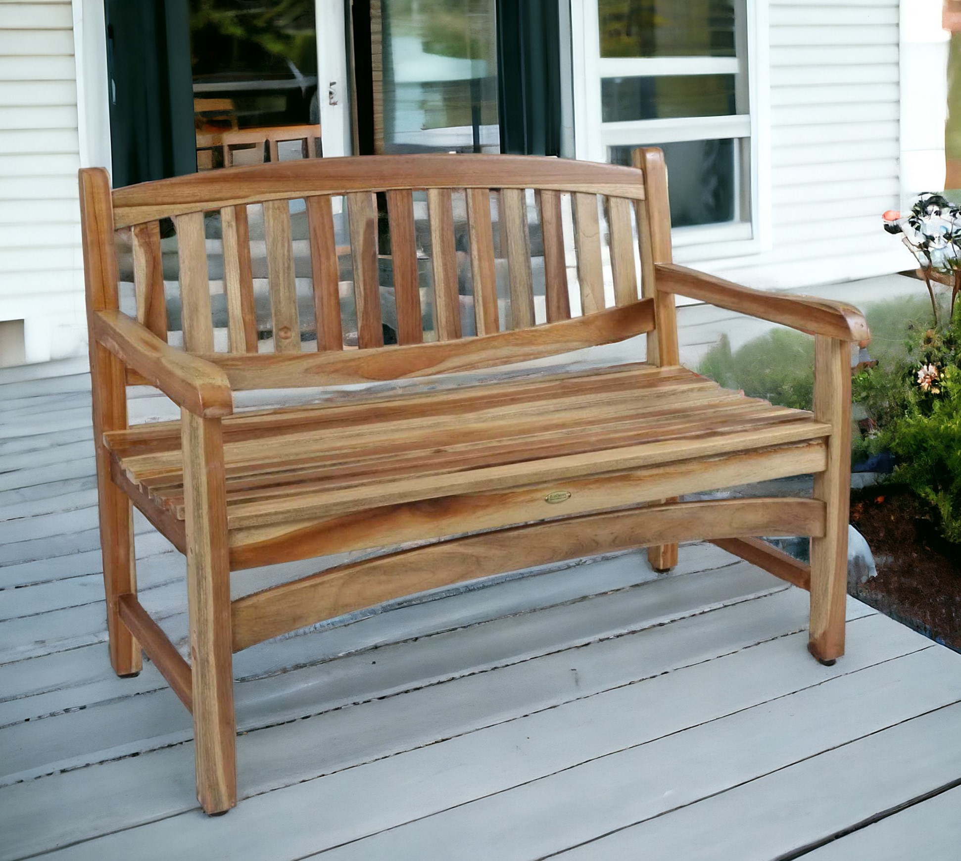 26" Natural Teak Solid Wood Garden Bench - Image 2