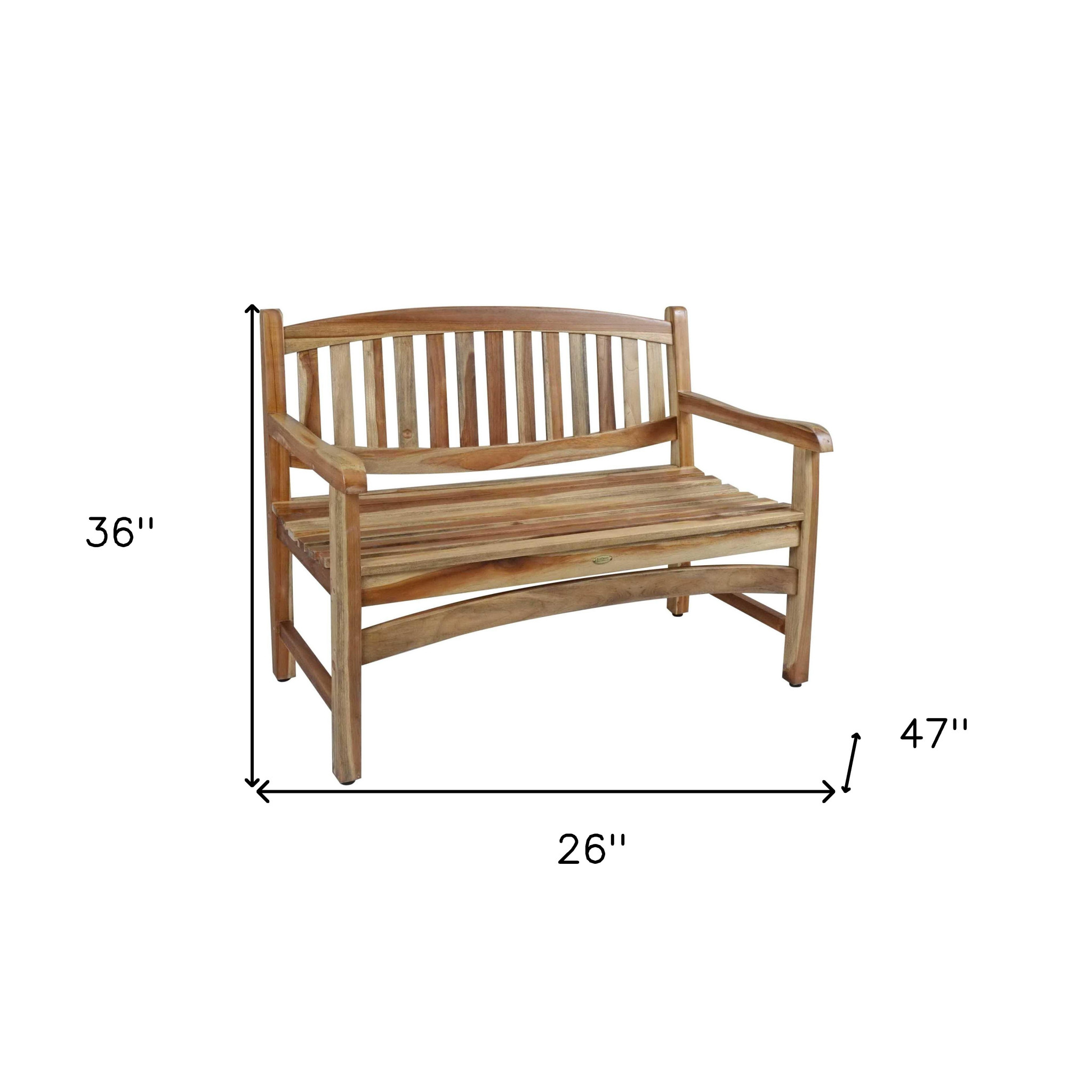 26" Natural Teak Solid Wood Garden Bench - Image 10