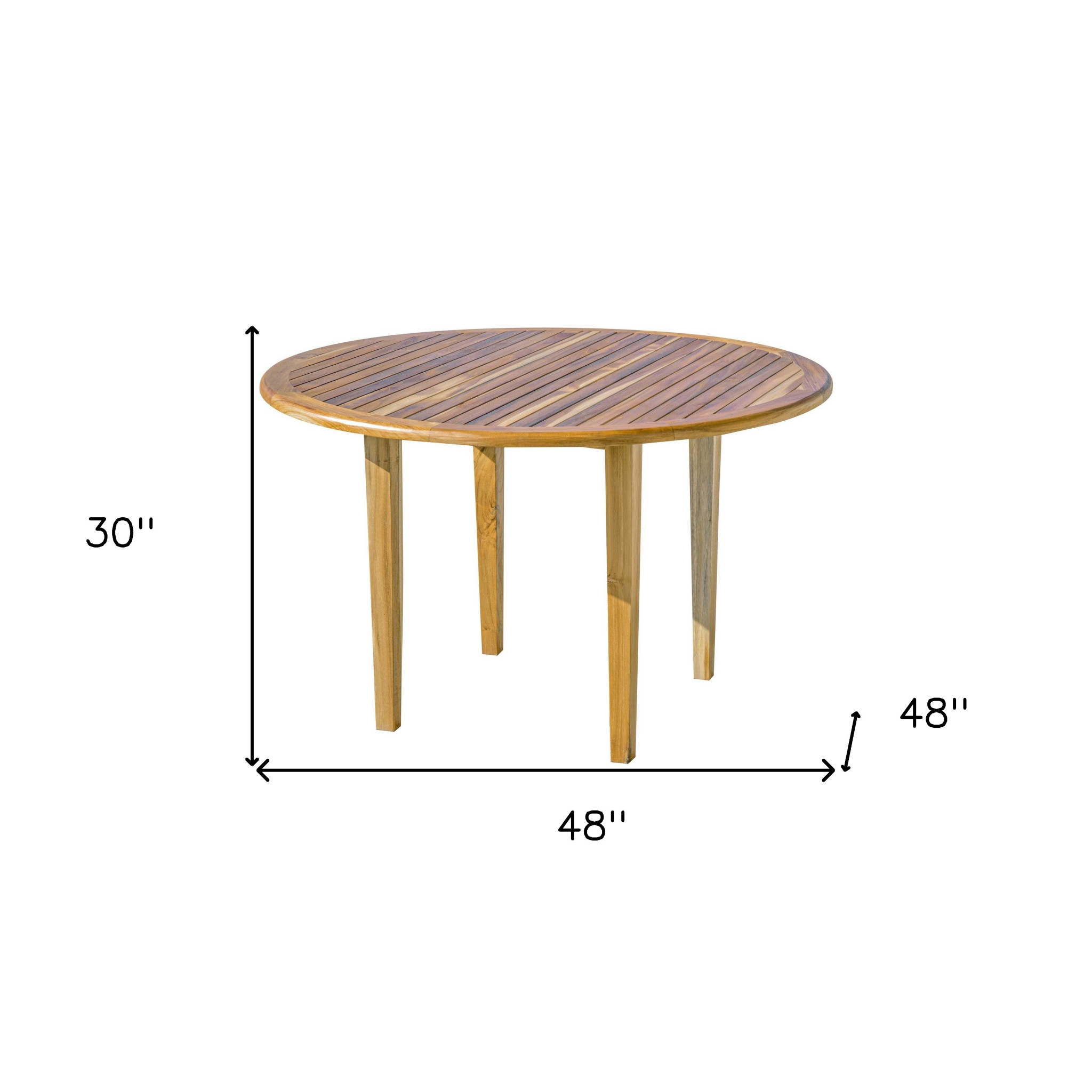 48" Natural Rounded Solid Wood Outdoor Dining Table - Image 8