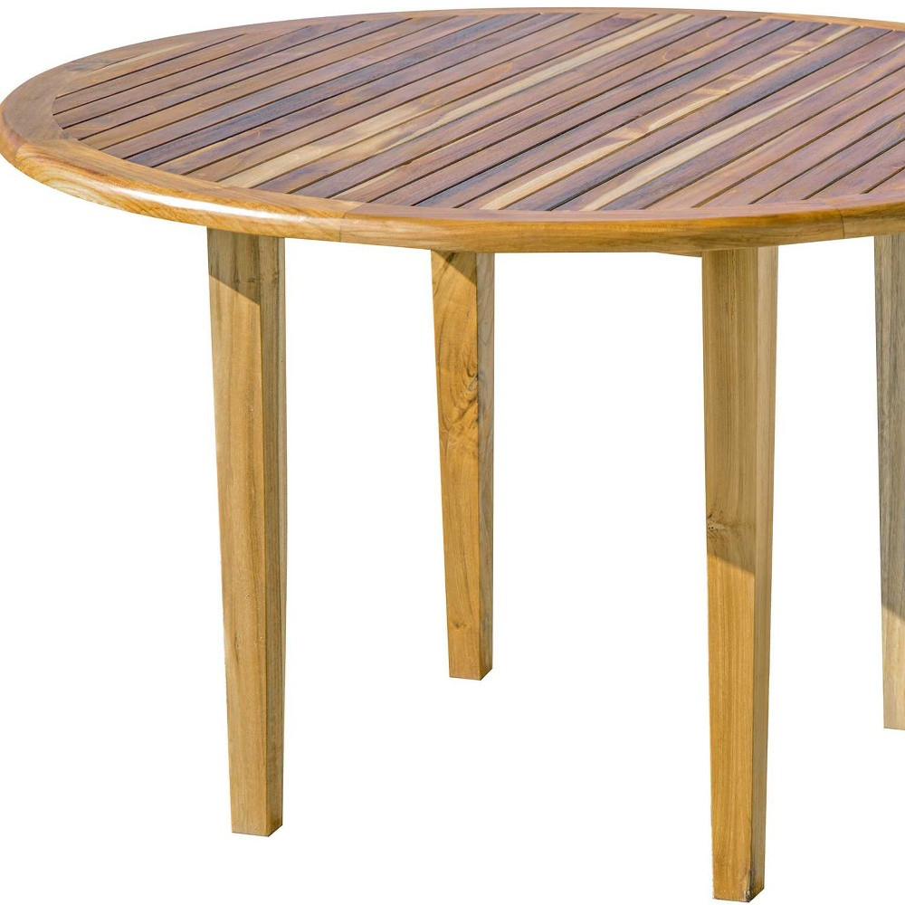 48" Natural Rounded Solid Wood Outdoor Dining Table - Image 6