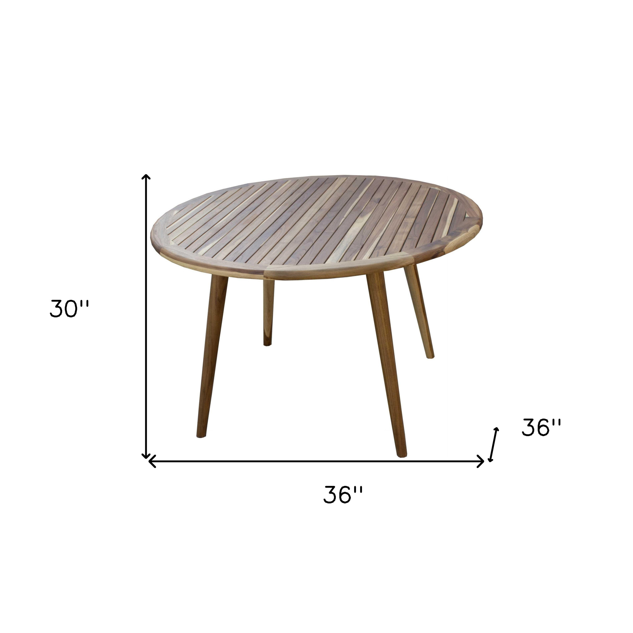 36" Natural Rounded Solid Wood Outdoor Dining Table - Image 4