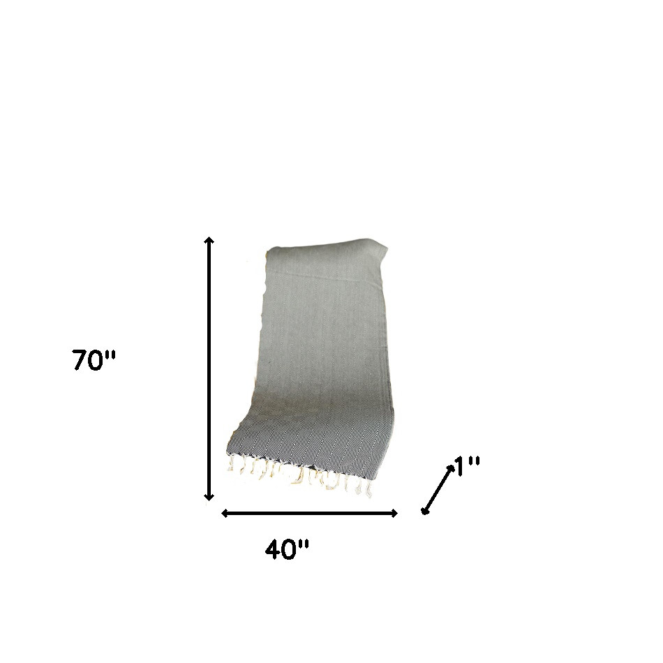 70" Geometric Handwoven Throw Blankets In Black - Image 6