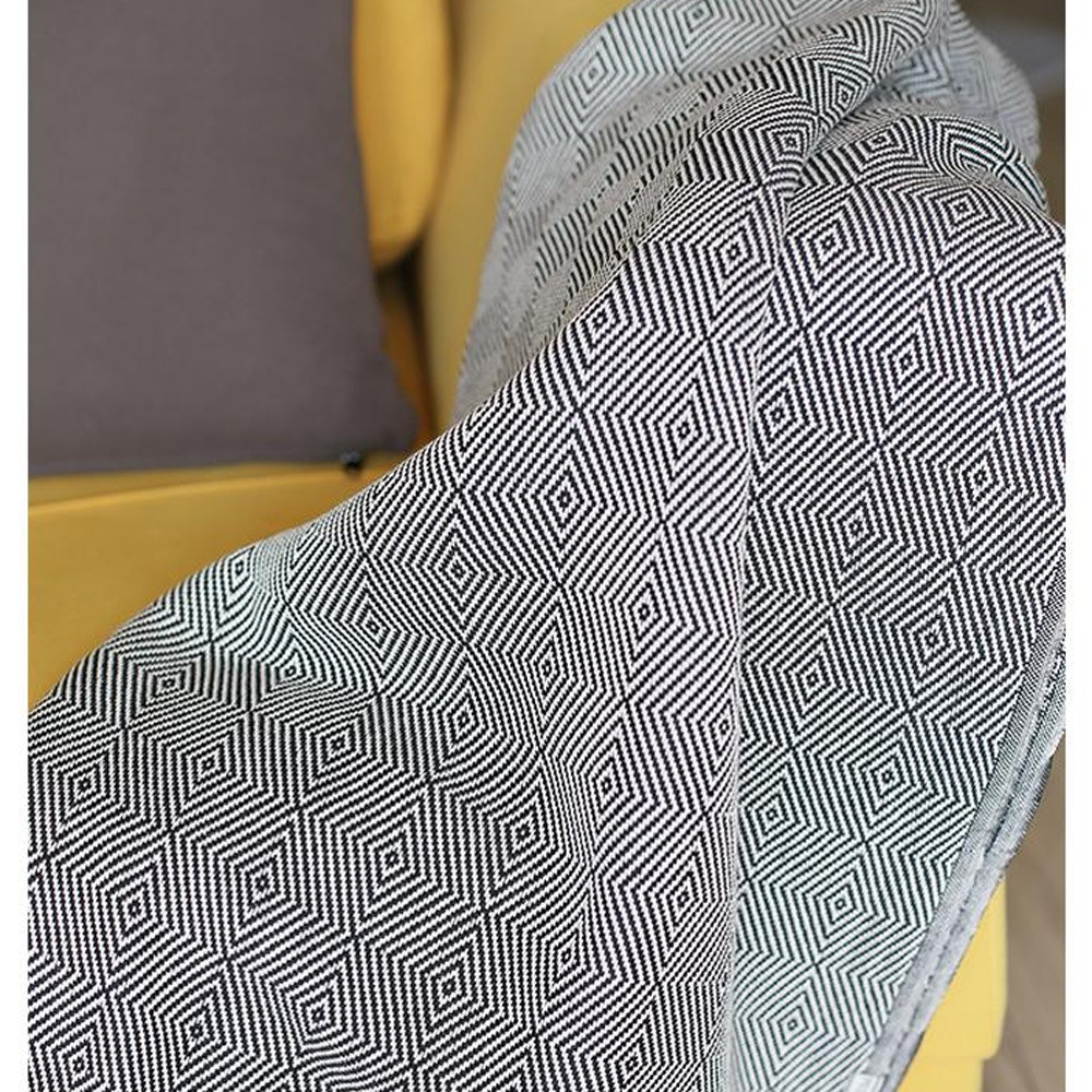 70" Geometric Handwoven Throw Blankets In Black - Image 4