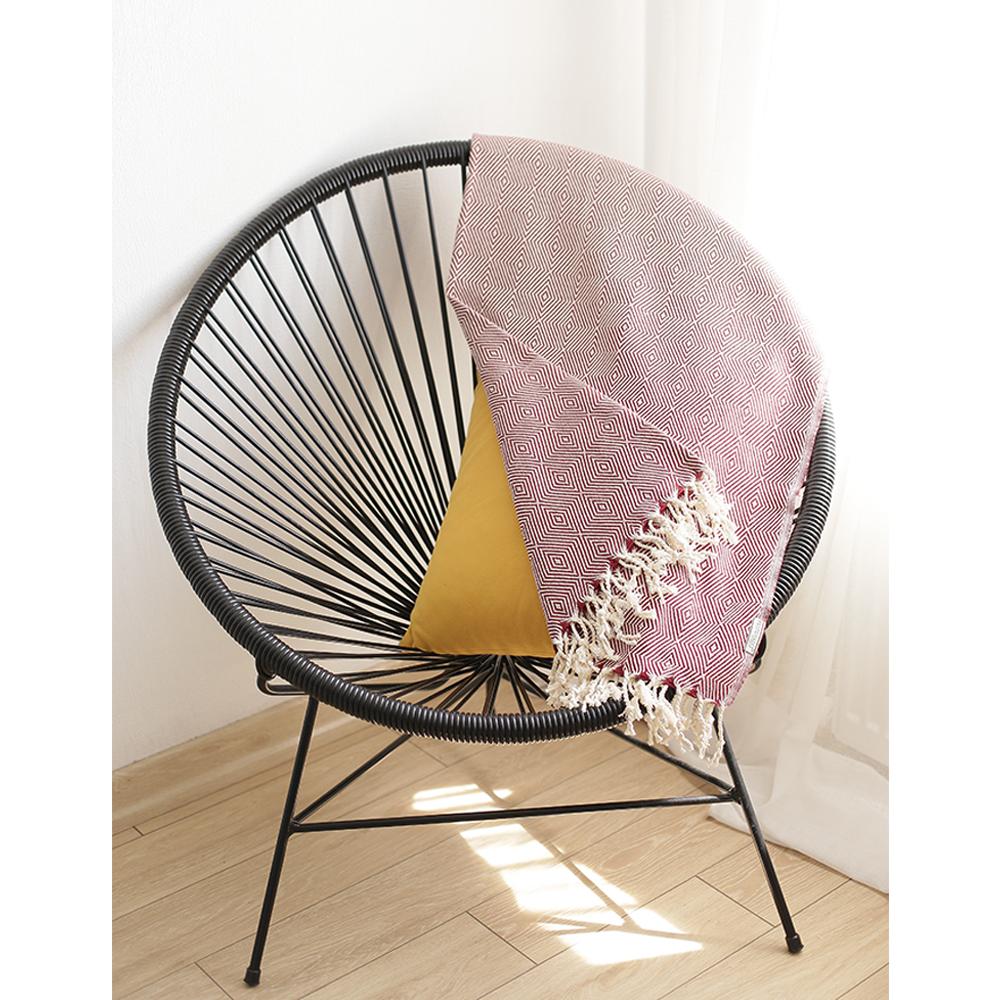 Red And White Geometric Squares Turkish Towel Or Throw Blanket - Image 4