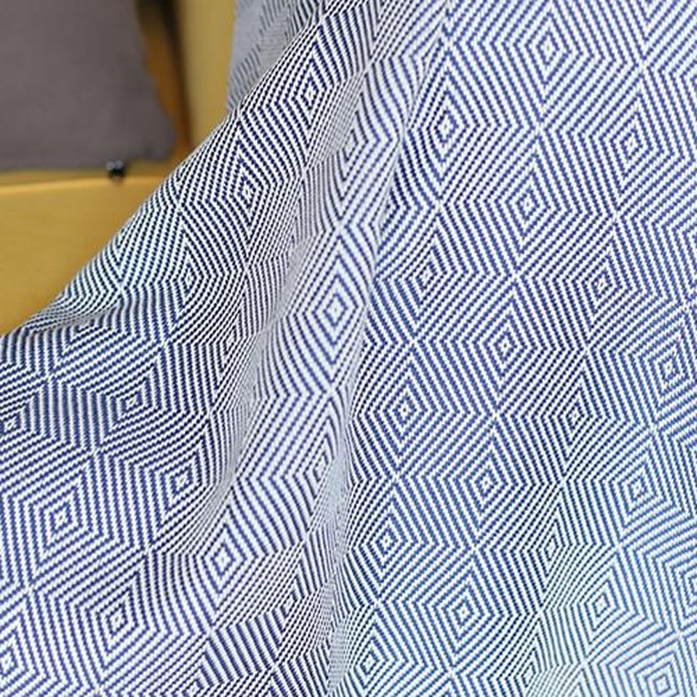 70" Geometric Handwoven Throw Blankets In Blue - Image 2