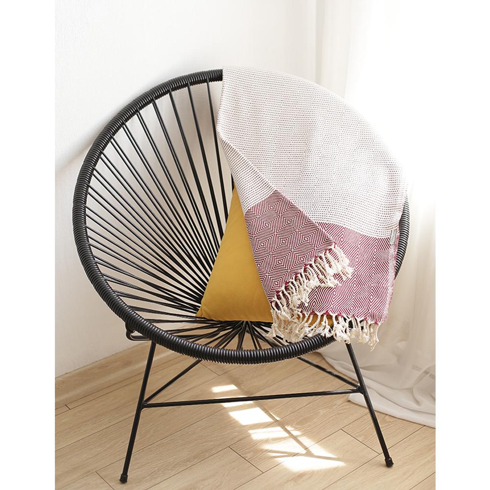 70" Turkish Cotton Handwoven Throw Blankets In Red - Image 5