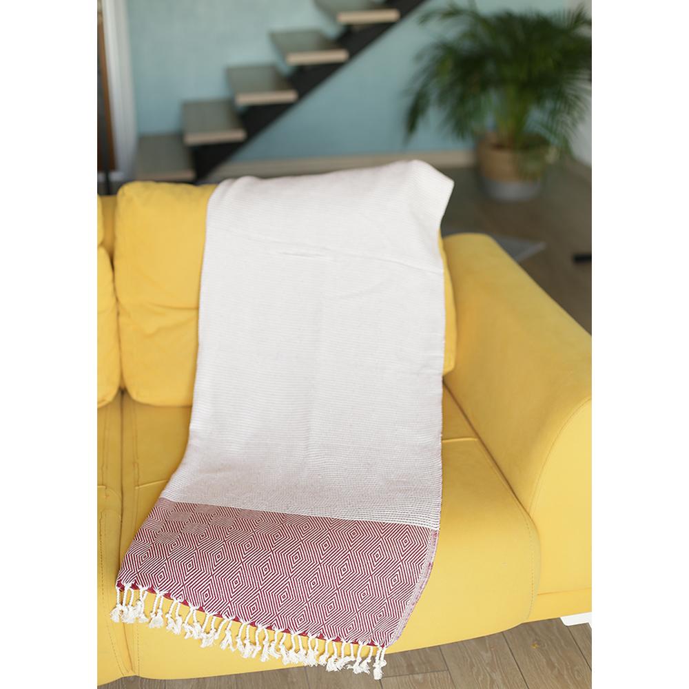 70" Turkish Cotton Handwoven Throw Blankets In Red - Image 6