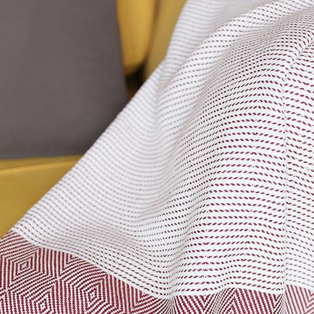 70" Turkish Cotton Handwoven Throw Blankets In Red - Image 3