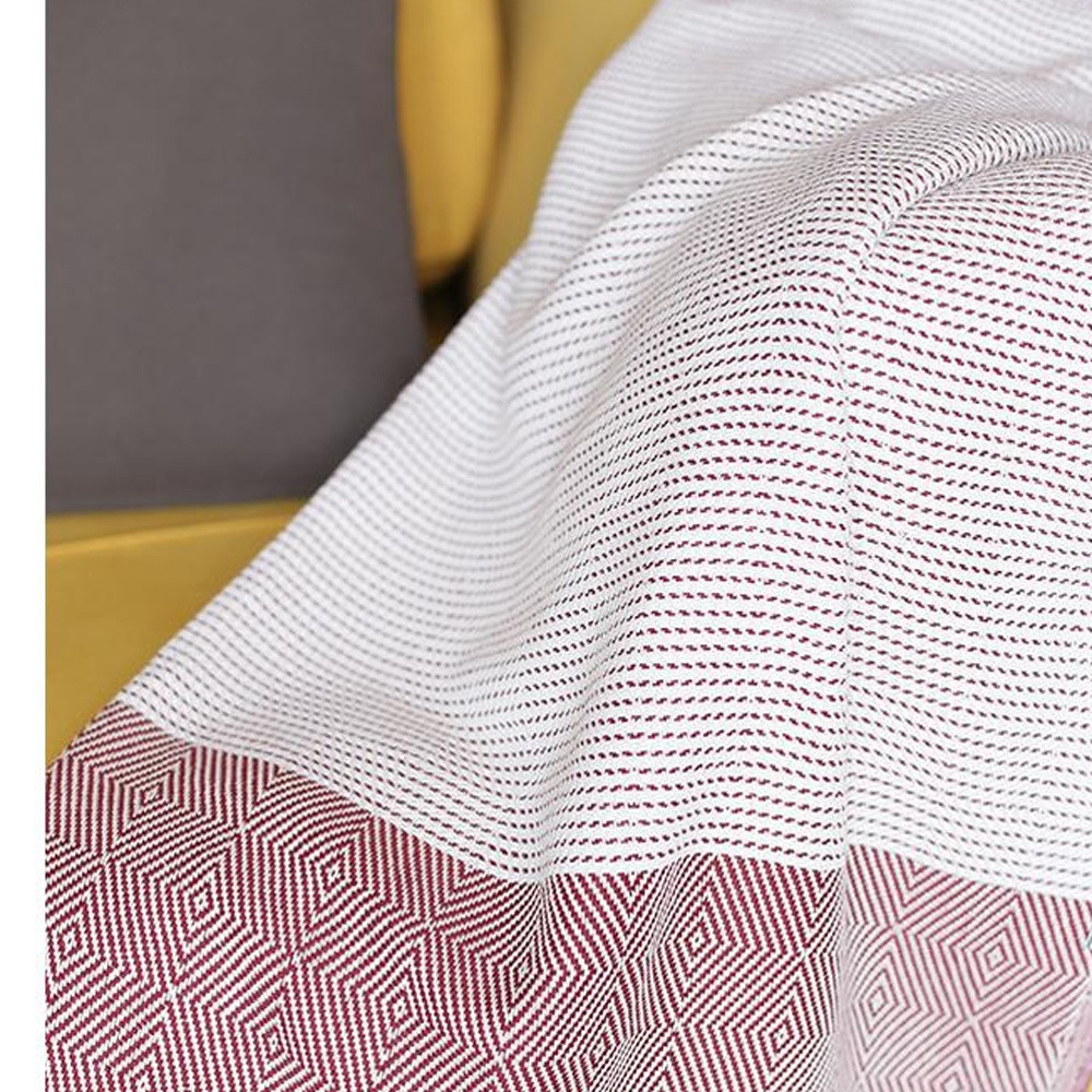 70" Turkish Cotton Handwoven Throw Blankets In Red - Image 4