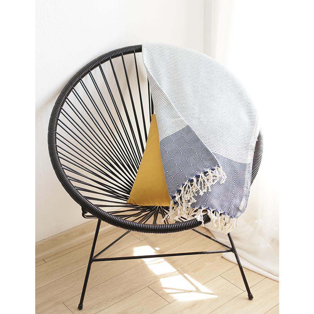 Blue And White Squares And Stripes Turkish Towel Or Throw Blanket - Image 5