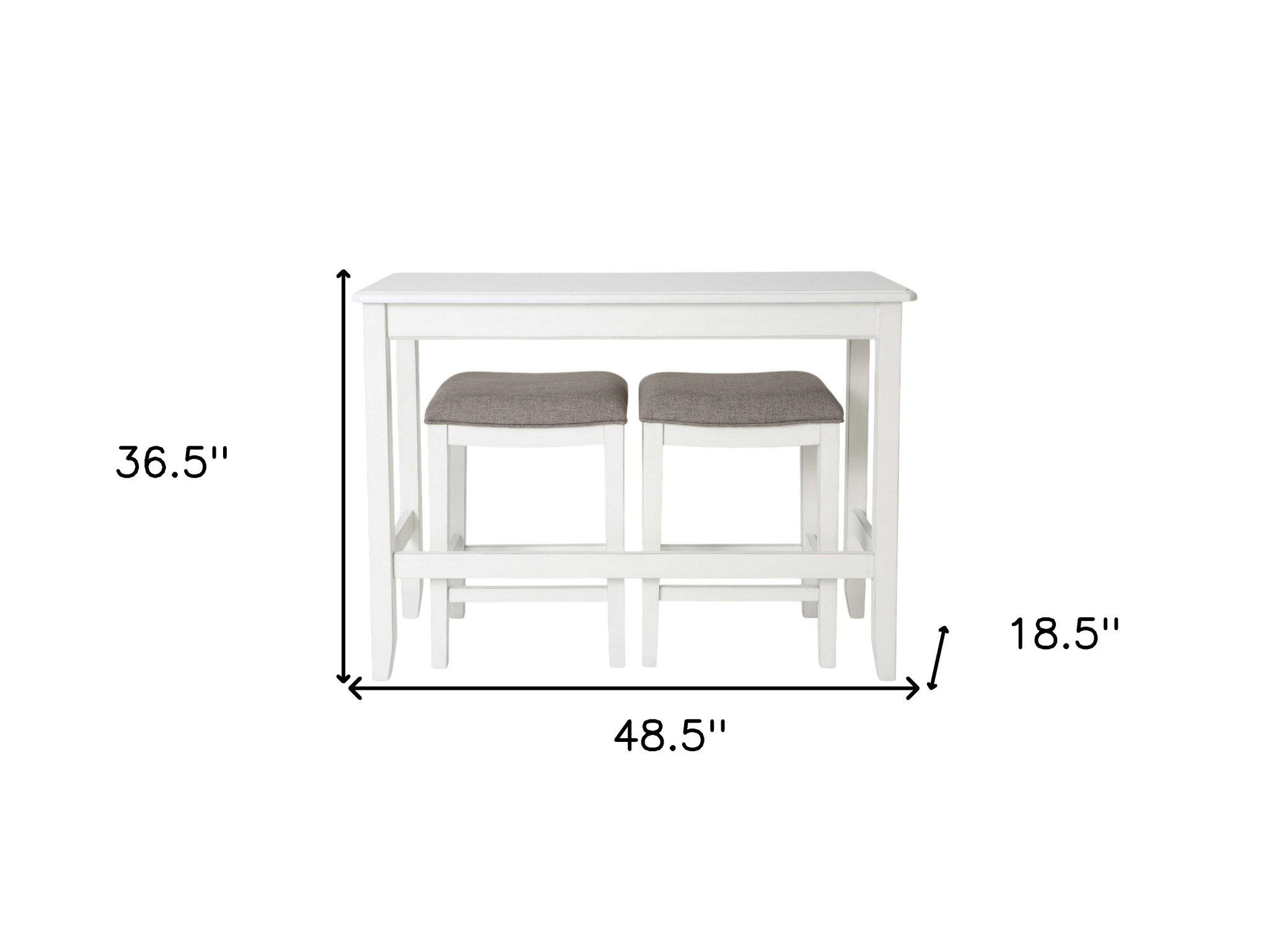 49" Three Piece White Wood Rectangular Bar Table With Two Stools - Image 6