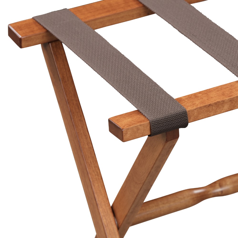 Hotel Light Walnut Folding Luggage Rack With Four Straps - Image 5