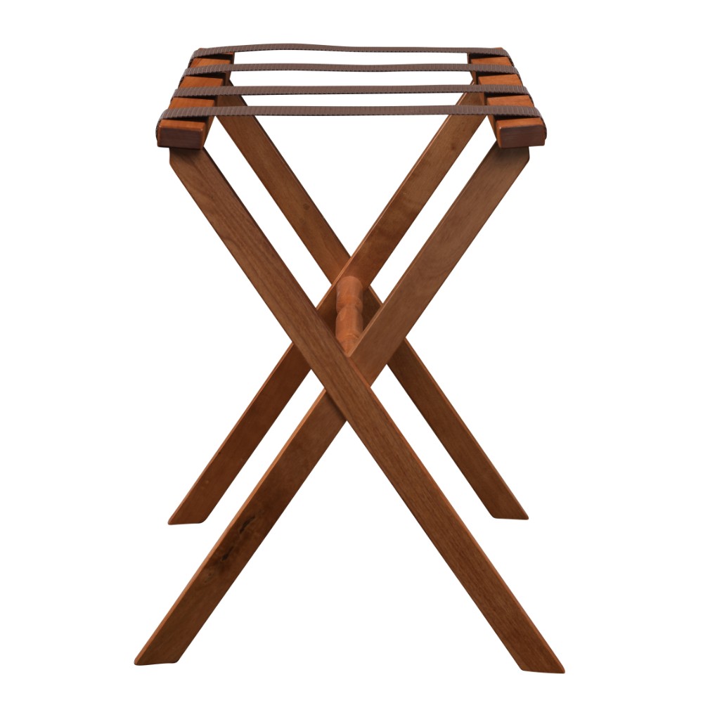 Hotel Light Walnut Folding Luggage Rack With Four Straps - Image 3