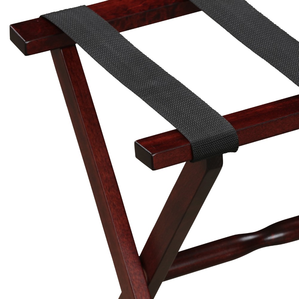 Hotel Cherry Mahogany Folding Luggage Rack With Black Straps - Image 4