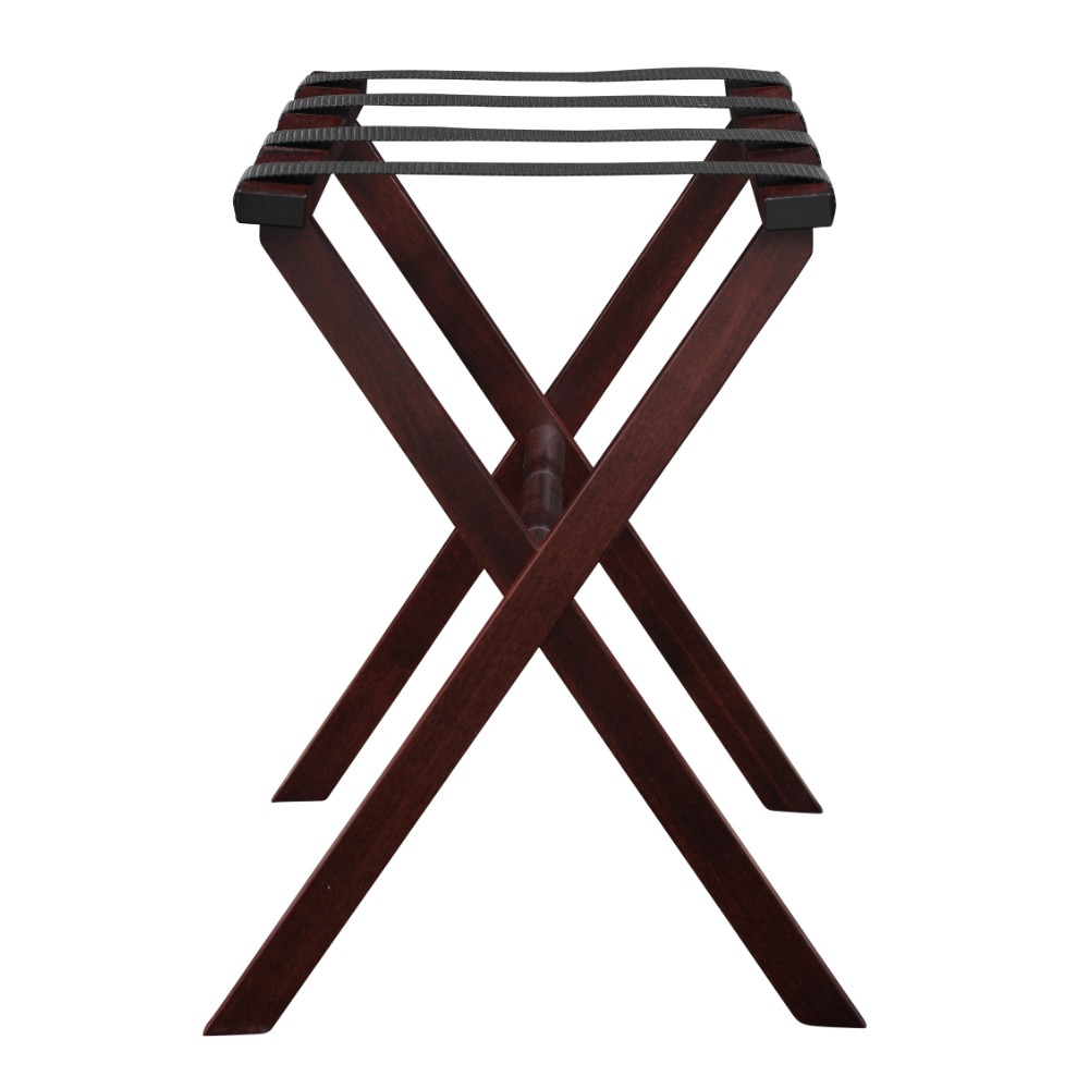 Hotel Cherry Mahogany Folding Luggage Rack With Black Straps - Image 2