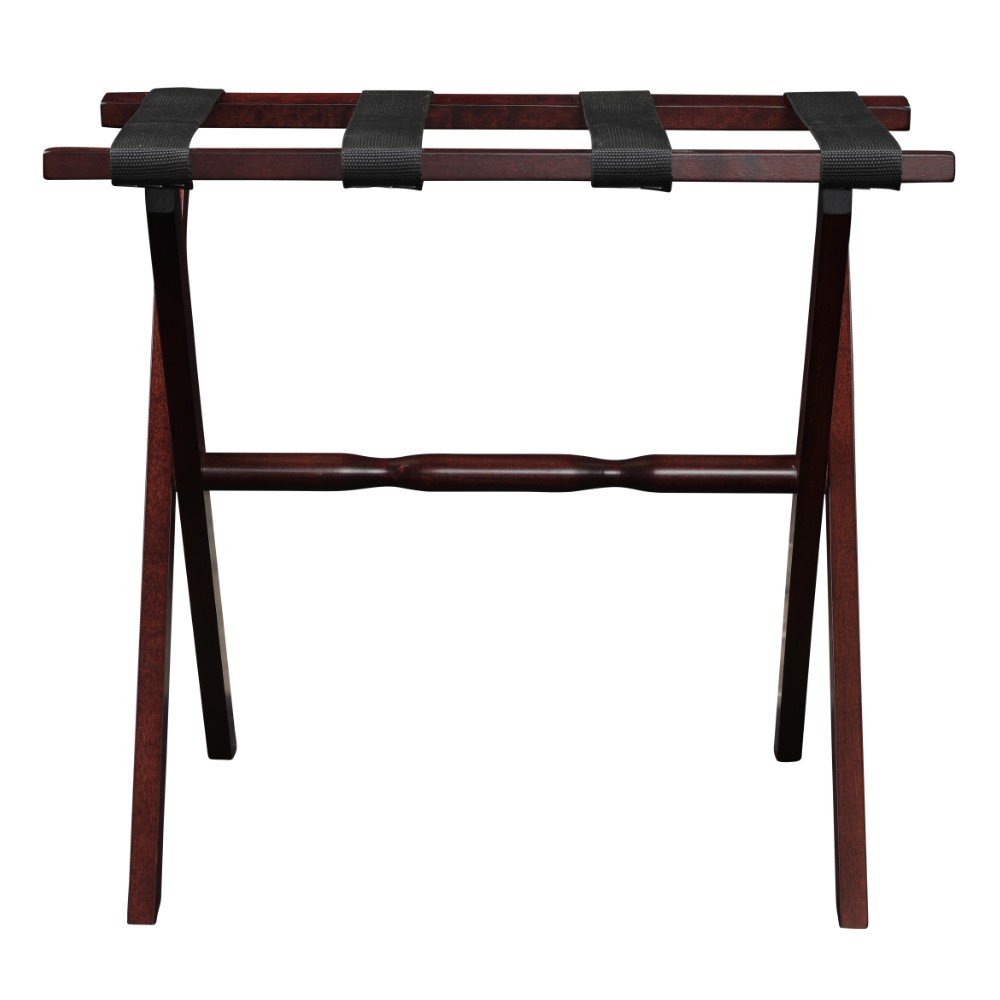 Hotel Cherry Mahogany Folding Luggage Rack With Black Straps - Image 3