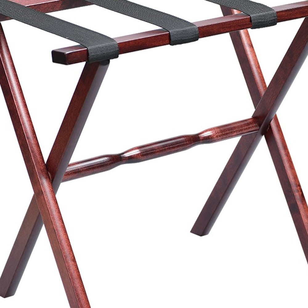 Hotel Cherry Mahogany Folding Luggage Rack With Black Straps - Image 5