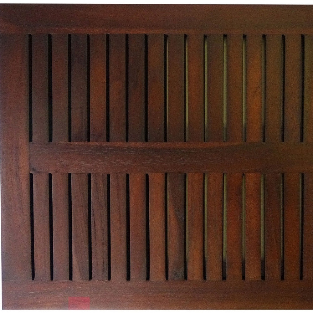 23" Dark Brown Teak Slat Bath Mat - Image 4