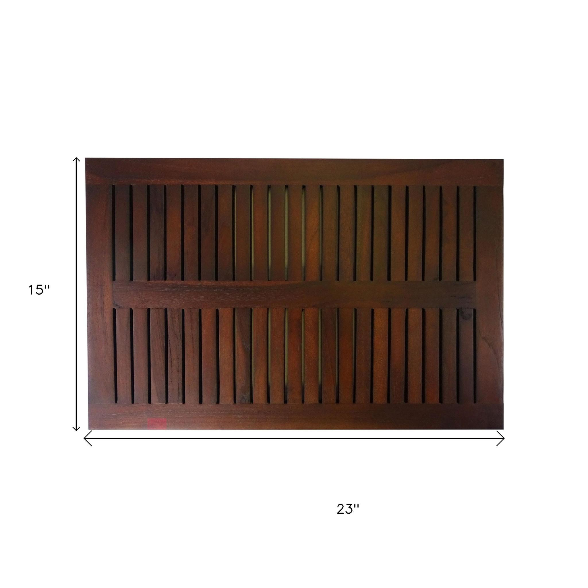 23" Dark Brown Teak Slat Bath Mat - Image 6