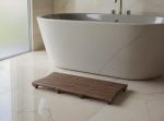 31" Dark Brown Teak Slat Non Slip Bath Mat