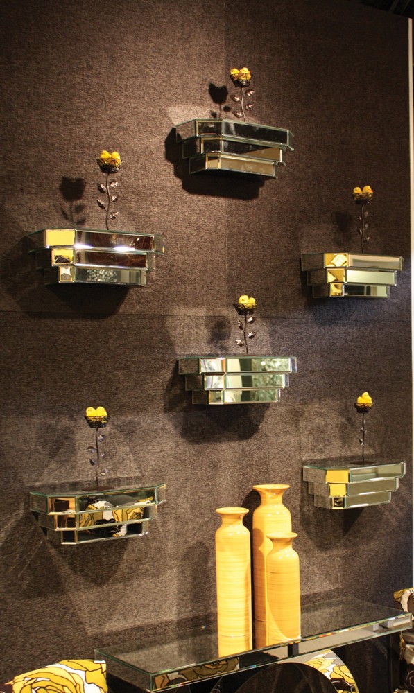 16" Silver Mirrored Glass Hanging Dimensional Floating Shelf - Image 6