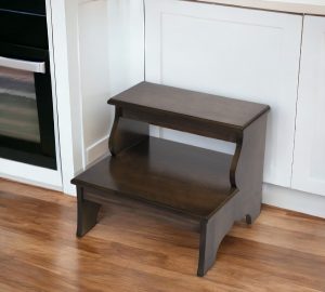 18" Brown Solid Wood Step Stool