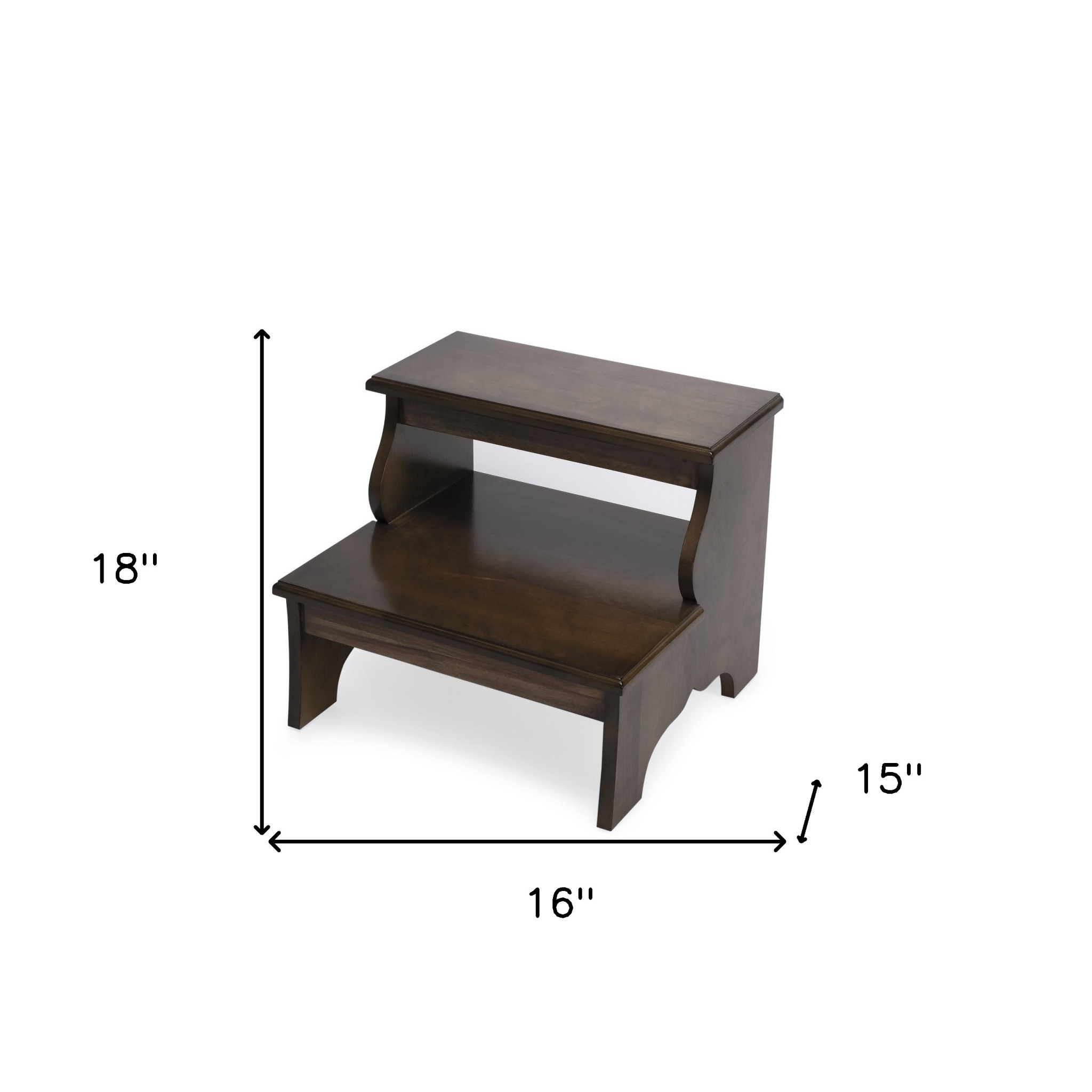 18" Brown Solid Wood Step Stool - Image 6