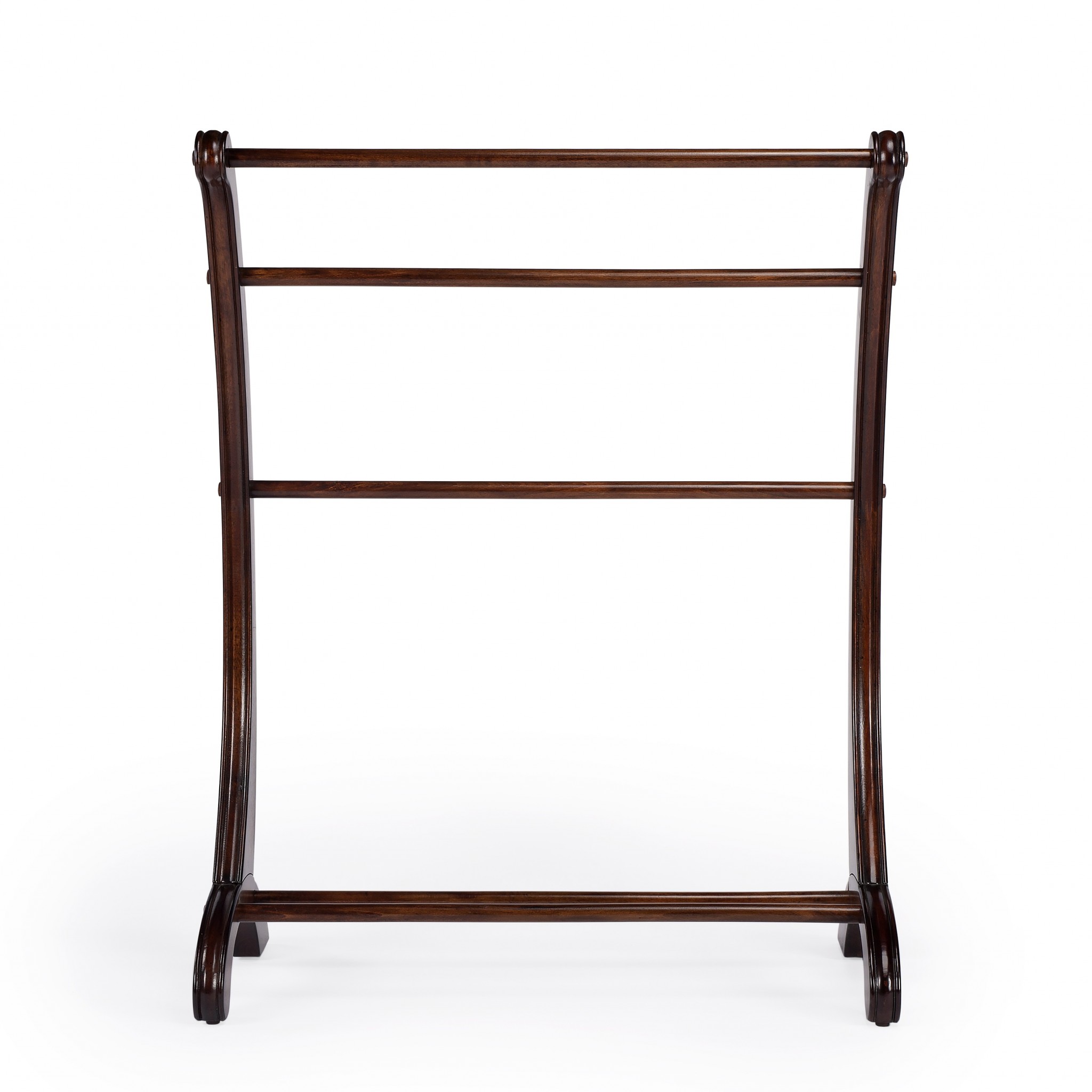 36" Deep Cherry Brown Wood Blanket Stand - Image 3