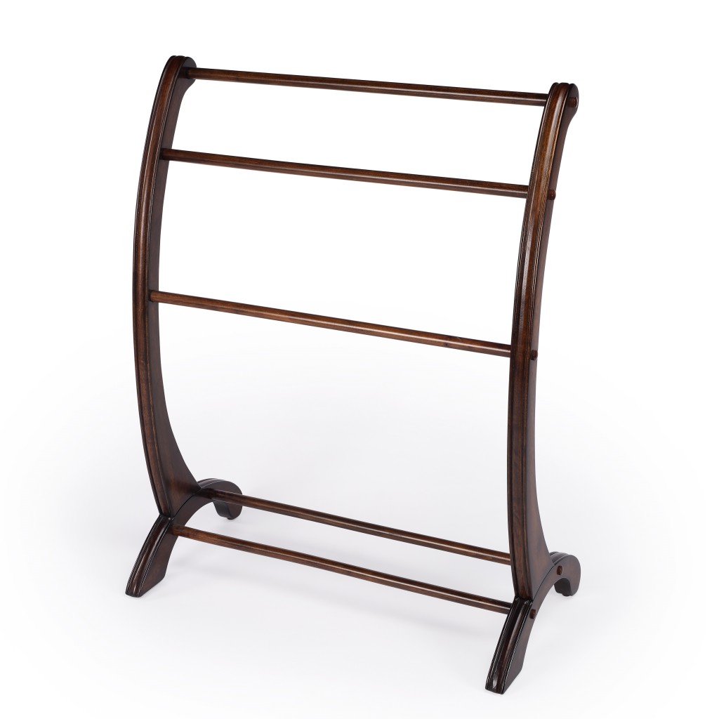 36" Deep Cherry Brown Wood Blanket Stand - Image 4