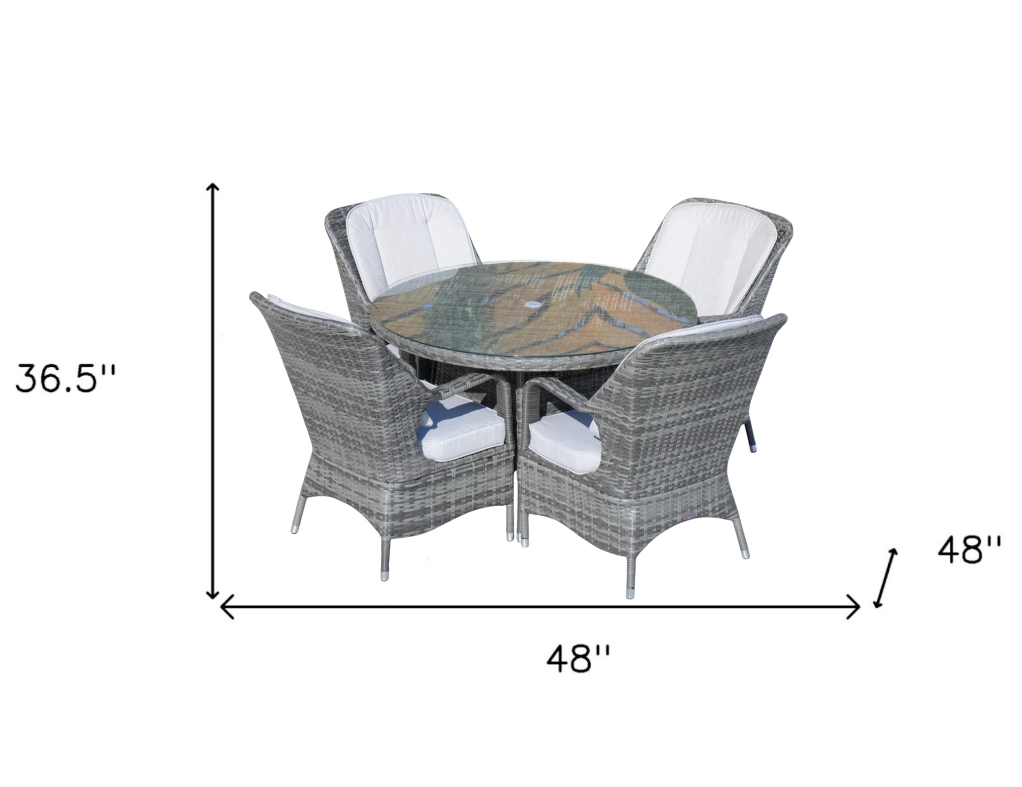 Five Piece Gray Round Glass Dining Set - Image 9
