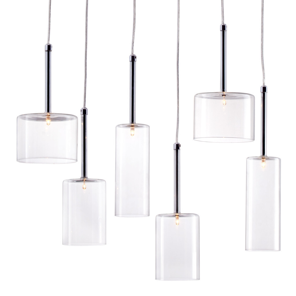 Silver Kitchen Island Six Light Metal LED Ceiling Light With Shades - Image 6