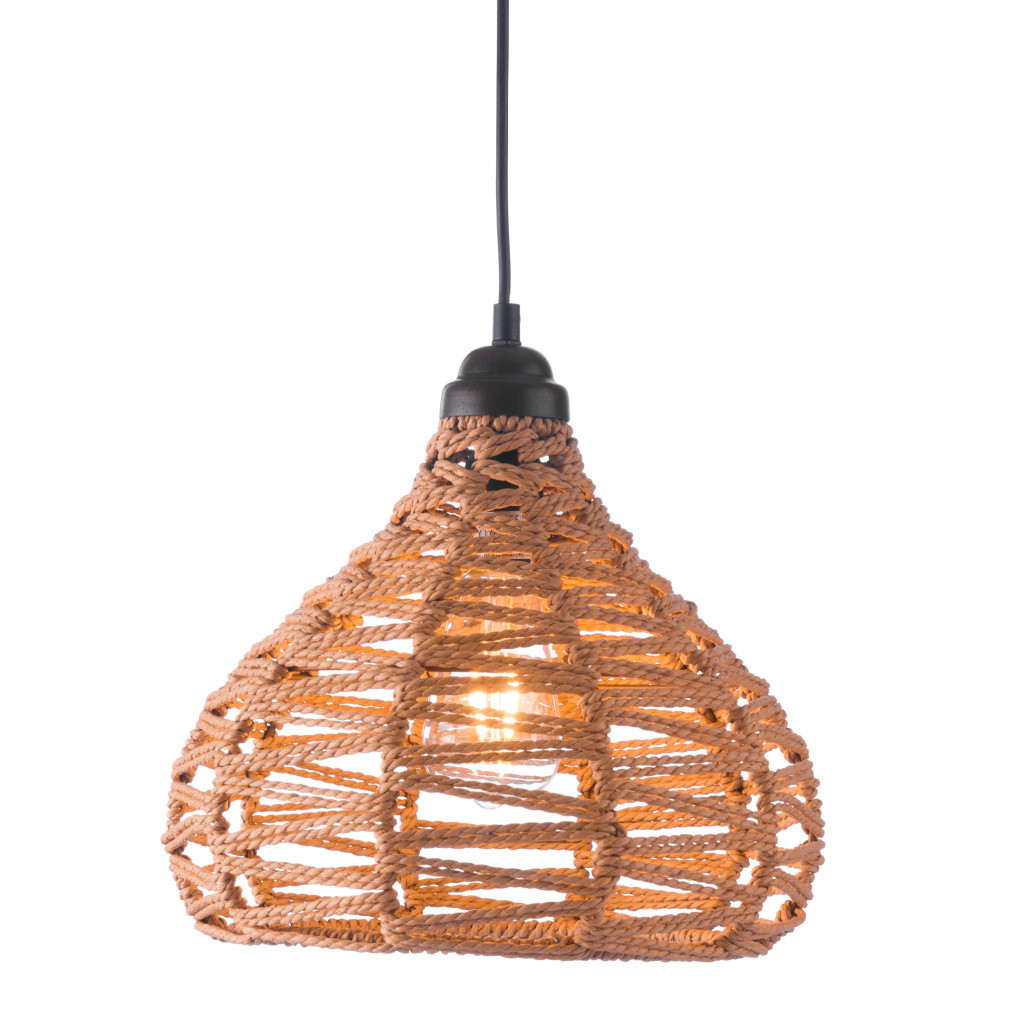 Natural Lantern Metal Dimmable Ceiling Light With Natural Shades - Image 5