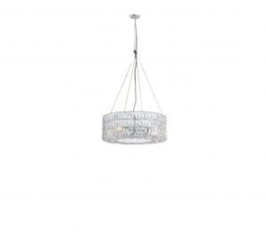 Silver Lantern Metal Chandelier With Silver Shades