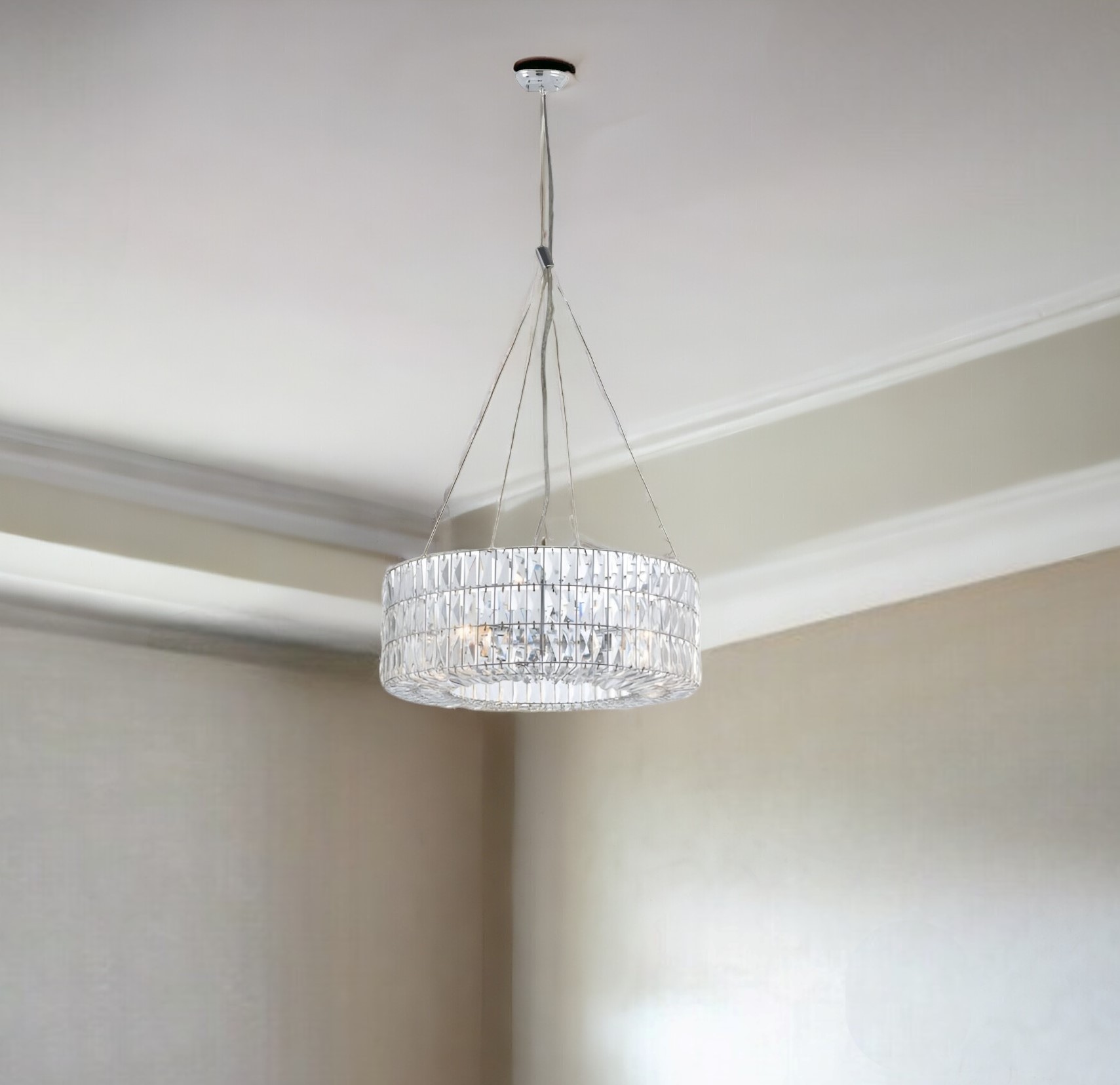 Silver Lantern Metal Chandelier With Silver Shades - Image 2